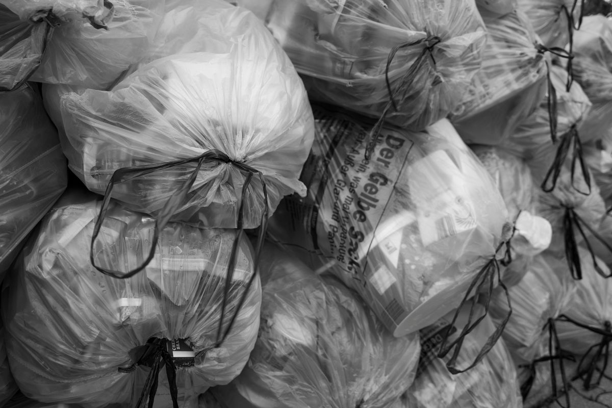 Tied refuse sacks ready for collection